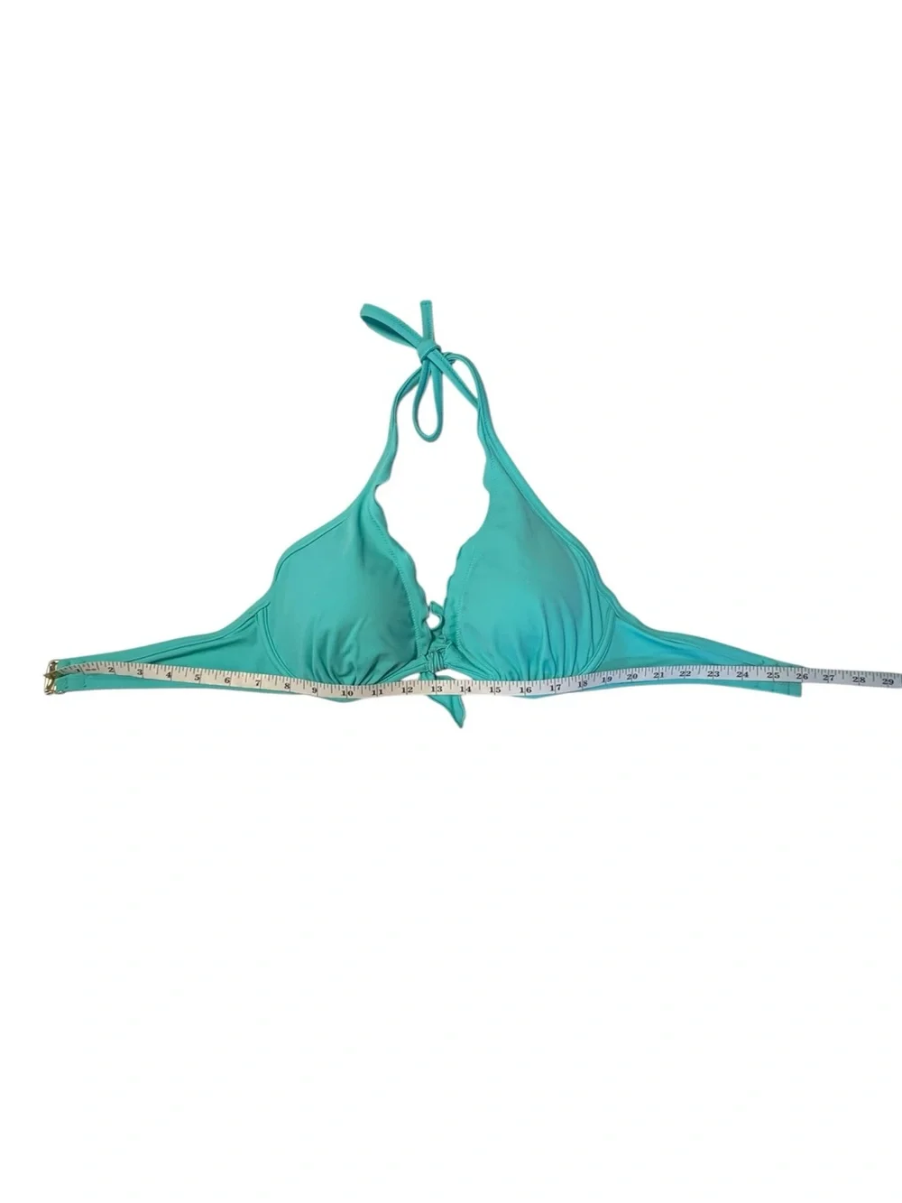 Victoria’s Secret 34D Turquoise Push Up Halter Bikini Top Ruffle Aqua Swim
